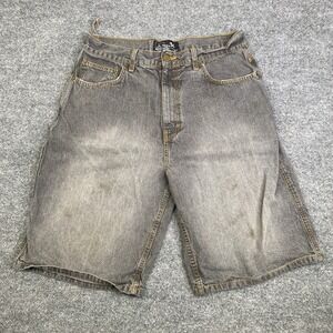 Foot Locker Mens Denim Jorts Gray Faded Relaxed Fit Size 34 Cotton Contrast Y2K